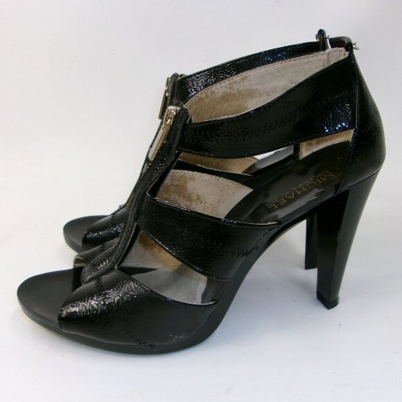 Michael Kors Berkley Black Patent Leather T-Strap High Heels 9 M - Picture 3 of 7